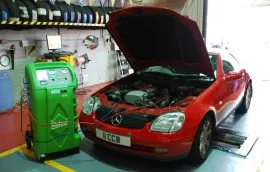 Mercedes at SS Motors In Weybridge Surrey car in workshop image 4