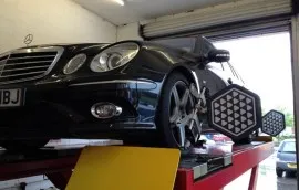 Mercedes at SS Motors In Weybridge Surrey car in workshop image 2